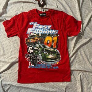 The Fast and The Furious Japanese Text Nascar Style T Shirt Size M Red NWT